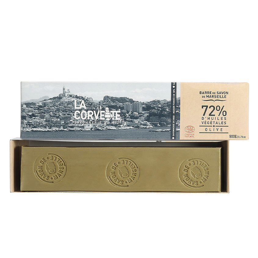 Изображение товара LA CORVETTE Мыло марсельское традиционное оливковое для тела в бруске Savon de Marseille Olive, 900 гр
