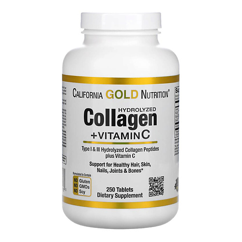 CALIFORNIA GOLD NUTRITION Пептиды гидролизованного коллагена с витамином C, тип 1 и 3 california gold nutrition дгк для детей омега 3 с витамином d3 1050 мг