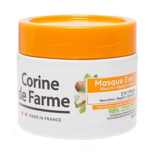 Маска для волос CORINE DE FARME Macка для волос 3 в 1 Питание, Восстановление и Гладкость Hair Mask 3 In 1 Nourishing, Restoring And Smoothing corine de farme nourishing shower cream