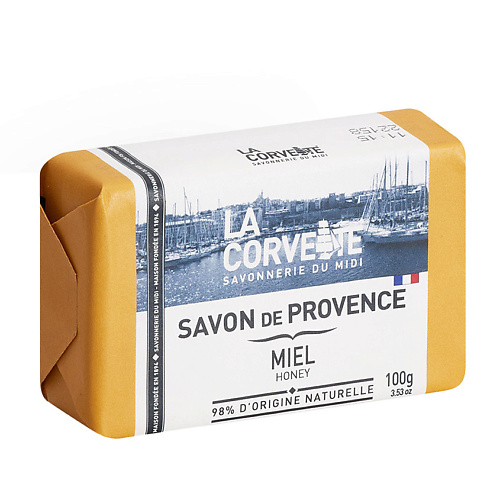 прованское туалетное мыло la corvette savon de provence lait de chevre 100 г Мыло твердое LA CORVETTE Мыло туалетное прованское для тела Мёд Savon de Provence Honey