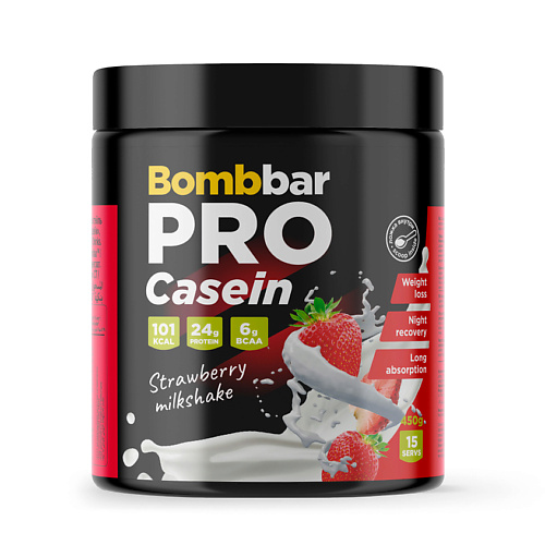 Сухой концентрат BOMBBAR Коктейль казеиновый со вкусом "Клубничный милкшейк"