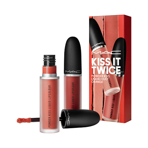 Помада для губ MAC Набор для губ Kiss It Twice Powder Kiss Liquid Duo Orange маски для губ lili margo маска для губ питательная увеличивающая объём kiss it better