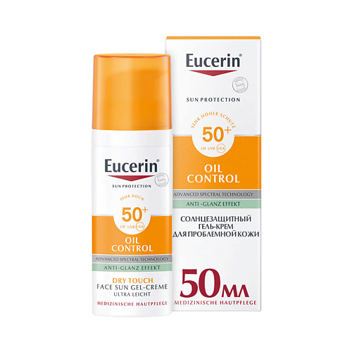 Солнцезащитный крем для лица EUCERIN Солнцезащитный гель-крем для проблемной кожи лица Oil Control SPF 50+ солнцезащитный лосьон для лица eucerin spf 30 118 мл