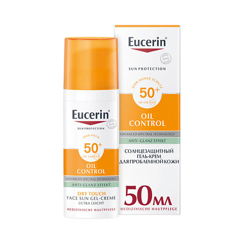 

EUCERIN Солнцезащитный гель-крем для проблемной кожи лица Oil Control SPF 50+, Солнцезащитный гель-крем для проблемной кожи лица Oil Control SPF 50+