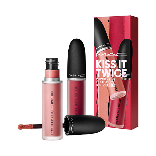 Помада для губ MAC Набор для губ Kiss It Twice Powder Kiss Liquid Duo Best-Sellers mac – тени для век powder kiss – размытие линз