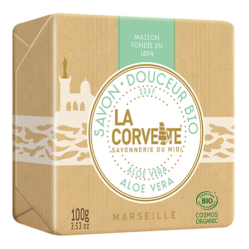 Мыло твердое LA CORVETTE Мыло органическое для лица и тела Алоэ вера Marseille Aloe Vera Soap органическое мыло для лица рук и тела имбирное 100г