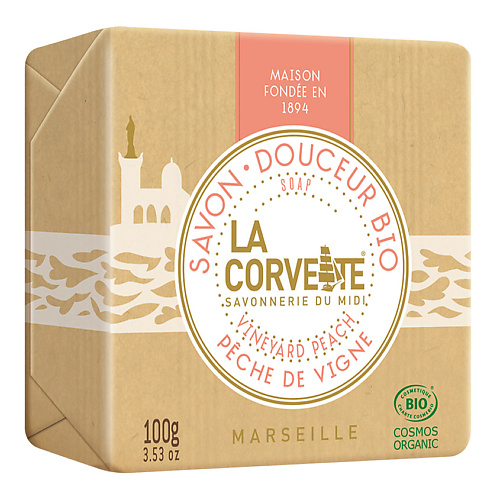 цена Мыло твердое LA CORVETTE Мыло органическое для лица и тела Виноградный персик Marseille Vineyard Peach Soap