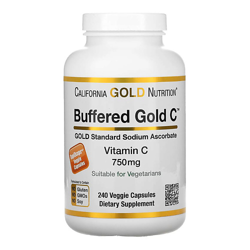 БАДы тонизирующие и общеукрепляющие CALIFORNIA GOLD NUTRITION Буферизованный витамин C в капсулах 750 мг
