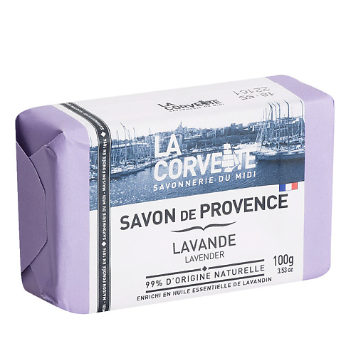 прованское туалетное мыло la corvette savon de provence lait de chevre 100 г Мыло твердое LA CORVETTE Мыло туалетное прованское для тела Лаванда Savon de Provence Lavender