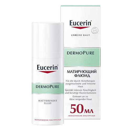 Флюид для лица EUCERIN Увлажняющий матирующий флюид для проблемной кожи DermoPure цена и фото