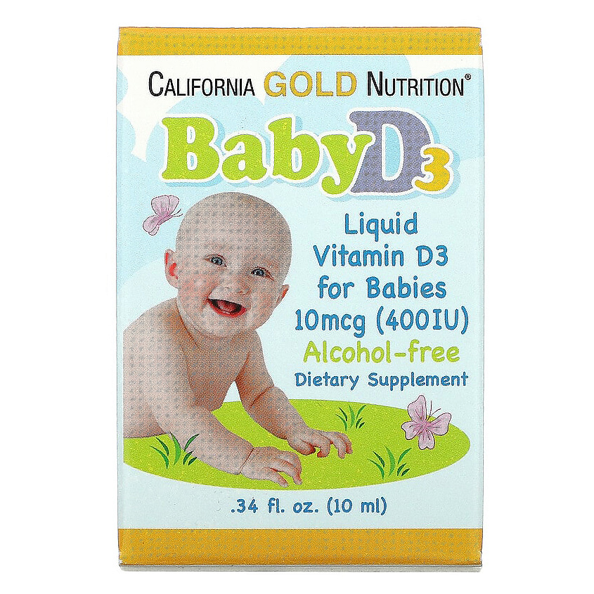 БАДы для детей CALIFORNIA GOLD NUTRITION Жидкий витамин D3 для детей 10 ...