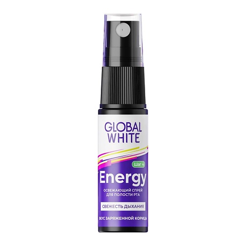 GLOBAL WHITE Освежающий спрей для полости рта «ENERGY» со вкусом корицы global white зубная нить со вкусом мяты