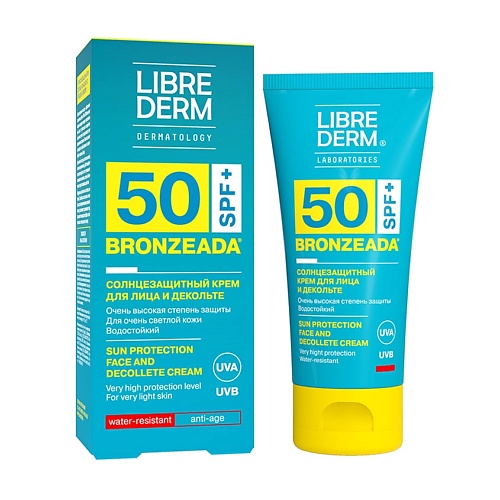 цена Солнцезащитный крем для лица LIBREDERM Крем для лица и зоны декольте солнцезащитный Bronzeada SPF50 Sun Protection Face and Decollete Cream