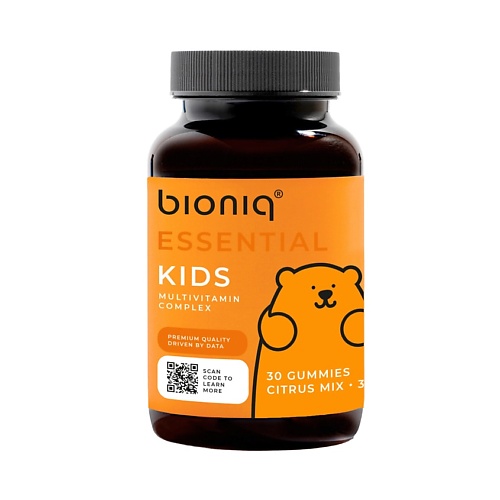 BIONIQ ESSENTIAL КИДС – KIDS Мультивитаминый комплекс детский, жевательные пастилки bioniq essential брэйн – brain l триптофан 50 mg комплекс для повышения продуктивности мозга