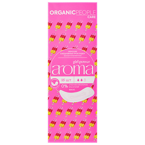 Средства для гигиены ORGANIC PEOPLE Прокладки ежедневные ароматизированные Girl Power AROMA Maxi