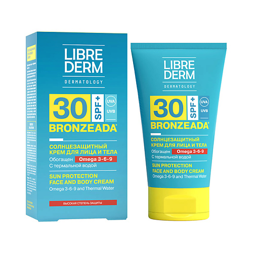 Солнцезащитный крем для тела LIBREDERM Солнцезащитный крем SPF30 с Омега 3 - 6 - 9 и термальной водой Bronzeada Sun Protection Face and Body Cream