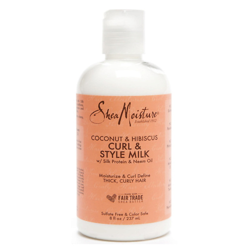 Молочко для укладки волос SHEA MOISTURE Молочко для укладки непослушных волос с кокосом Coconut Hibiscus Curl Style Milk camille rose curl love moisture milk несмываемый кондиционер рисовое молоко и масло макадамии 240 мл 8 унций