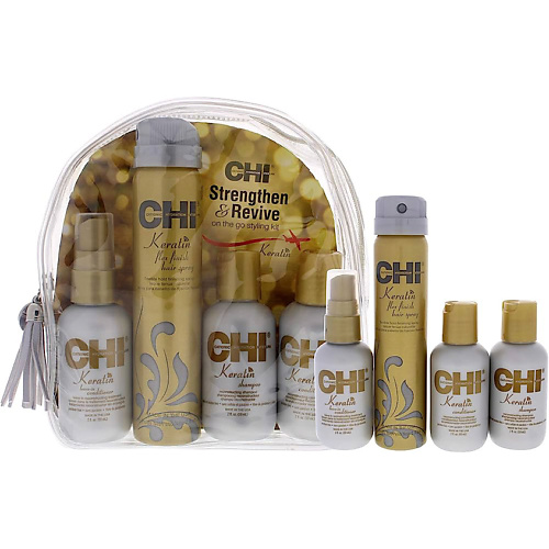 CHI Набор для волос Strengthen and Revive On The Go Styling Kit la cabine подарочный набор revive elixir limited edition в косметичке крем для лица 50 мл сыворотка 3 шт х 2 мл la cabine наборы средств для лица