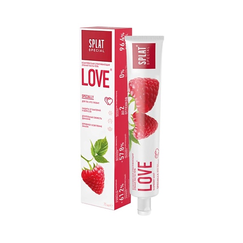 SPLAT Отбеливающая зубная паста для защиты от бактерий и вирусов SPLAT Special LOVE ЛЮБОВЬ curaprox be you зубная паста первооткрыватель красная 60