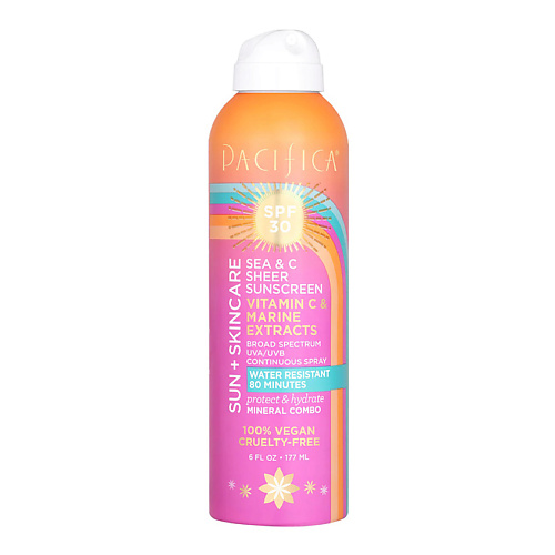 Спрей для лица PACIFICA Солнцезащитный спрей SPF30 Sun Plus Skincare Sea and C Sheer Sunscreen Spray SPF 30