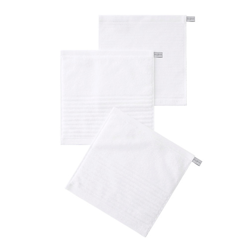 SOFT SILVER Набор Antibacterial Cotton Towels, махровые салфетки 3 шт., 30х30 см. Цвет: «Альпийский снег» (белый)