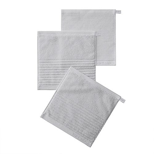 Набор полотенец SOFT SILVER Набор Antibacterial Cotton Towels, махровые салфетки 3 шт., 30х30 см. Цвет: «Благородное серебро» (серый) для ванной и душа aura antibacterial kids влажные салфетки детские