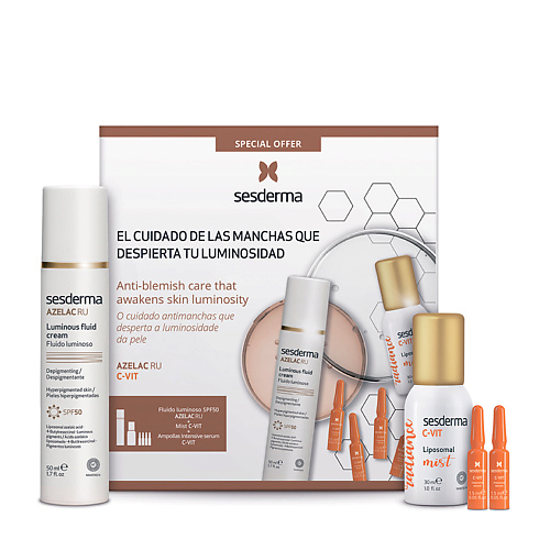 SESDERMA Набор для ухода за лицом с флюидом AZELAC RU и спреем-мистом C-VIT sesderma набор для ухода за лицом с флюидом azelac ru и спреем мистом c vit