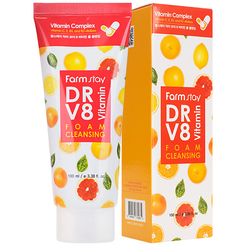 Мусс для умывания FARMSTAY Пенка для лица очищающая с комплексом витаминов Dr-V8 Vitamin Foam Cleansing