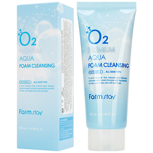 Мусс для умывания FARMSTAY Пенка для лица очищающая с кислородом O2 Premium Aqua Foam Cleansing очищающая пенка с кислородом farm stay o2 premium aqua foam cleansing 100 мл