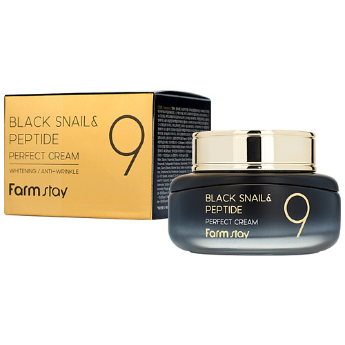 FARMSTAY Крем для лица омолаживающий с комплексом из 9 пептидов Black Snail & Peptide9 Perfect Cream