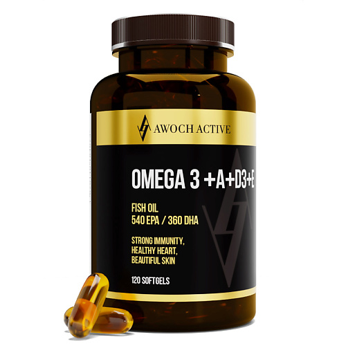 Витамины, антиоксиданты, минералы AWOCHACTIVE Омега 3 + А + Д3 + Е