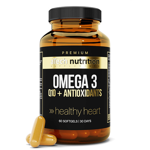 Витамины, антиоксиданты, минералы ATECHNUTRITION PREMIUM Омега 3 (65%) + Q10
