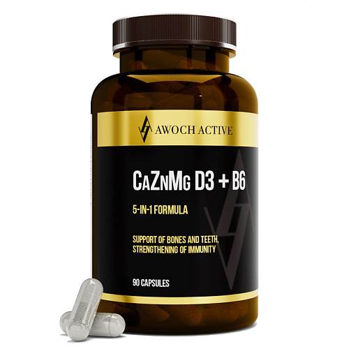 

AWOCHACTIVE Кальций + Цинк + Магний + Д3 + Б6, Кальций + Цинк + Магний + Д3 + Б6