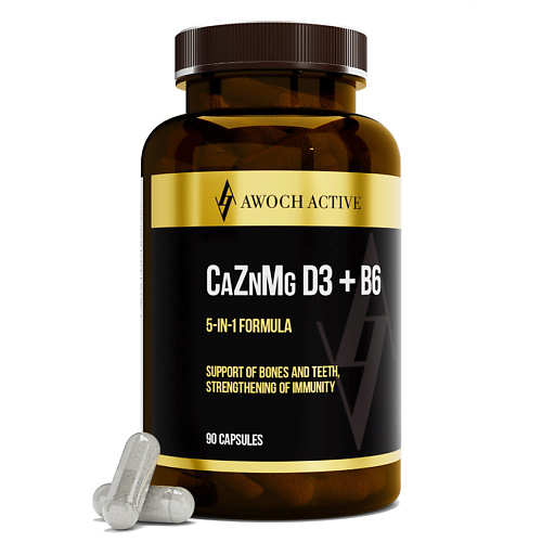 AWOCHACTIVE Кальций + Цинк + Магний + Д3 + Б6 now комплекс кальций магний витамин d3 450 мг