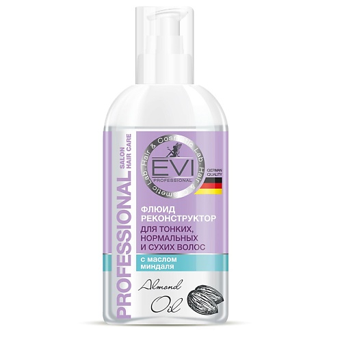 EVI PROFESSIONAL Флюид реконструктор с маслом миндаля для тонких нормальных и сухих волос Professional Salon Hair Care