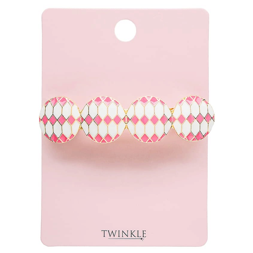 Изображение товара Заколка для волос TWINKLE PINK AND WHITE CIRCLES яркий аксессуар