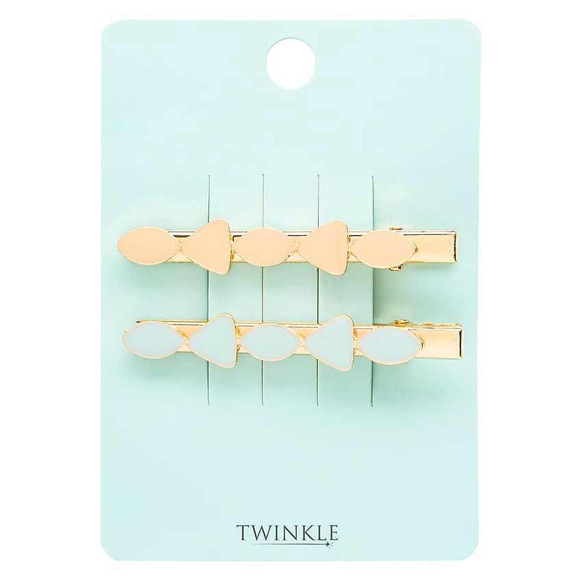 Изображение товара TWINKLE Заколки для волос GEOMETRIC MINT AND BEIGE 2 шт стильный аксессуар