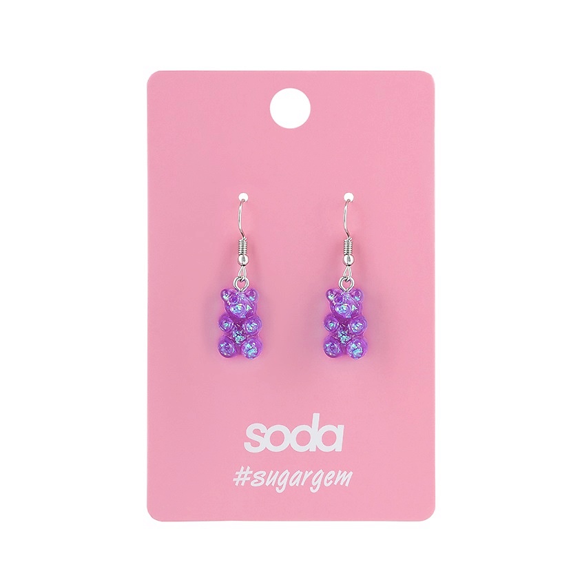 Изображение товара SODA Серьги PURPLE BEARS #sugargem, 1 пара
