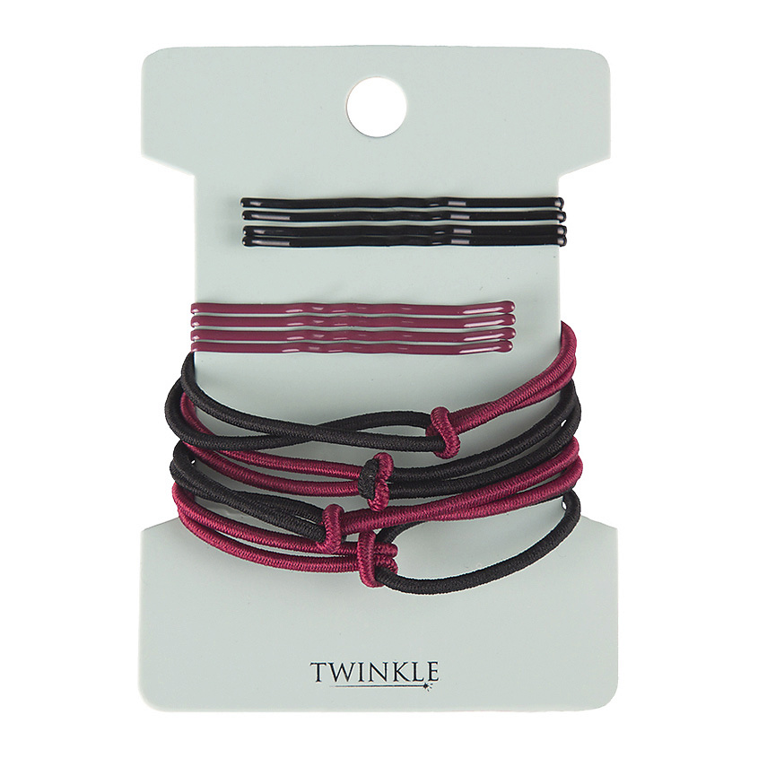Изображение товара TWINKLE Набор заколок и резинок Black Bordo, 1 шт.