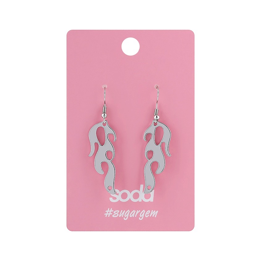 Изображение товара SODA Серьги FIRE SILVER COLOR #sugargem, 1 пара