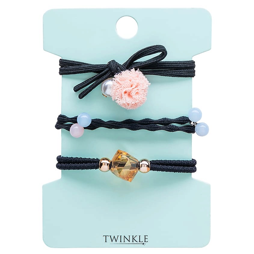 Изображение товара Набор резинок для волос TWINKLE BLACK FANTASY 3 шт. яркие аксессуары для укладки