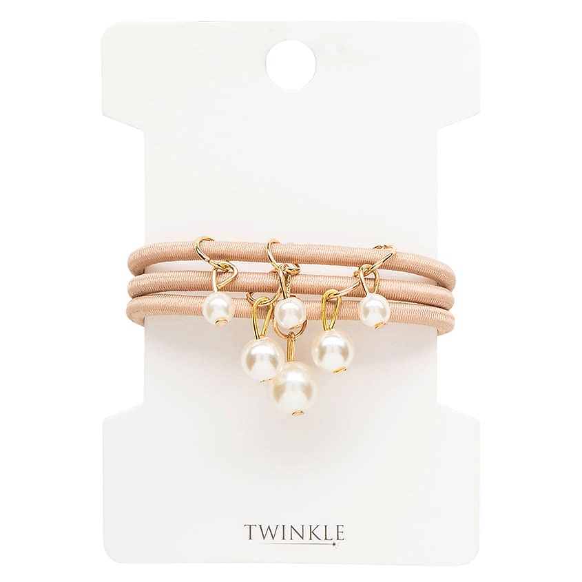 Изображение товара Набор резинок для волос TWINKLE BEIGE WITH PEARL 3 шт стильные украшения для повседневных образов