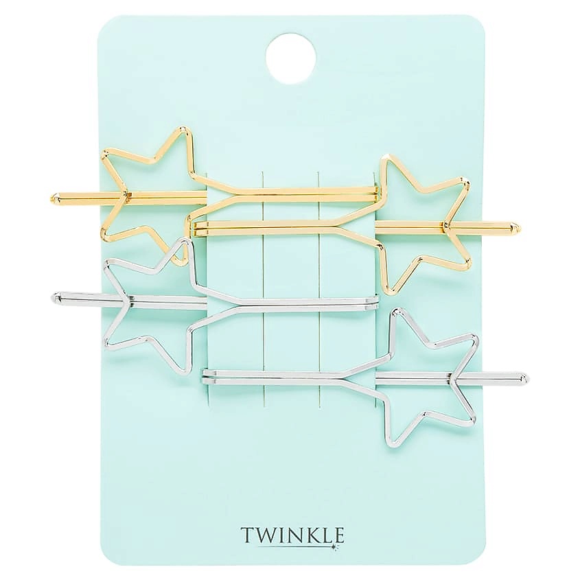 Изображение товара Набор заколок-невидимок TWINKLE STARS SILVER AND GOLD 4 шт яркие украшения