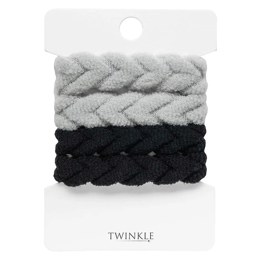 Изображение товара Набор резинок для волос TWINKLE GREY AND BLACK 4 шт практичный и мягкий аксессуар