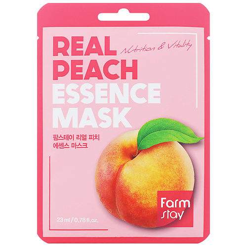 Маска для лица FARMSTAY Маска для лица тканевая с экстрактом персика Real Peach Essence Mask уход за лицом skinsomnia тканевая маска для лица с экстрактом муцина улитки real essence