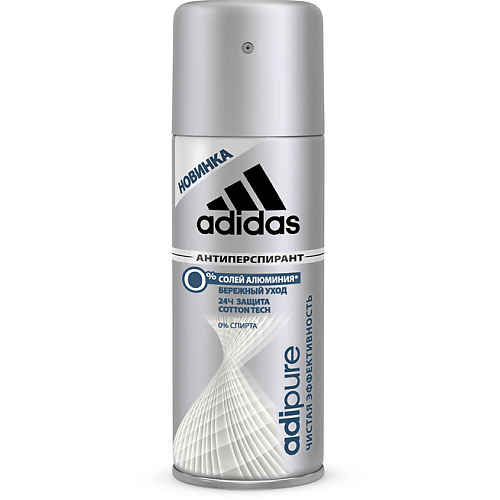 ADIDAS Дезодорант-спрей Adipure 24 часа для мужчин biotherm роликовый дезодорант для мужчин 72 часа day control