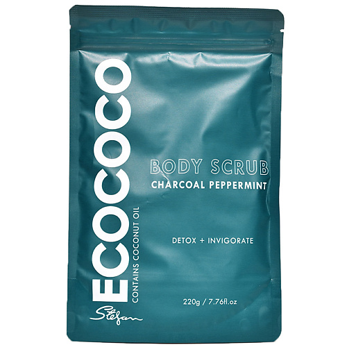 ECOCOCO Скраб для тела для детокса и бодрости Уголь и Мята Body Scrub Charcoal Peppermint