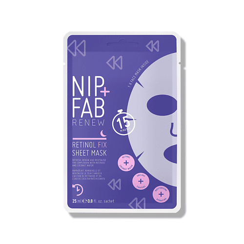 Маска для лица NIP&FAB Маска для лица тканевая с ретинолом Renew Retinol Fix Sheet Mask скраб для лица nip