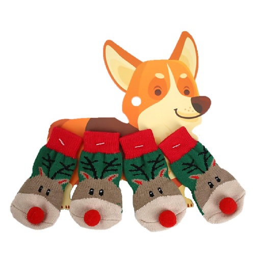 цена Носки для собак FRIEND OF MINE Носки для собак DEER #FOM_holidaychiller