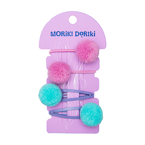 moriki doriki набор аксессуаров для волос pink MORIKI DORIKI Набор аксессуаров для волос с помпонами 